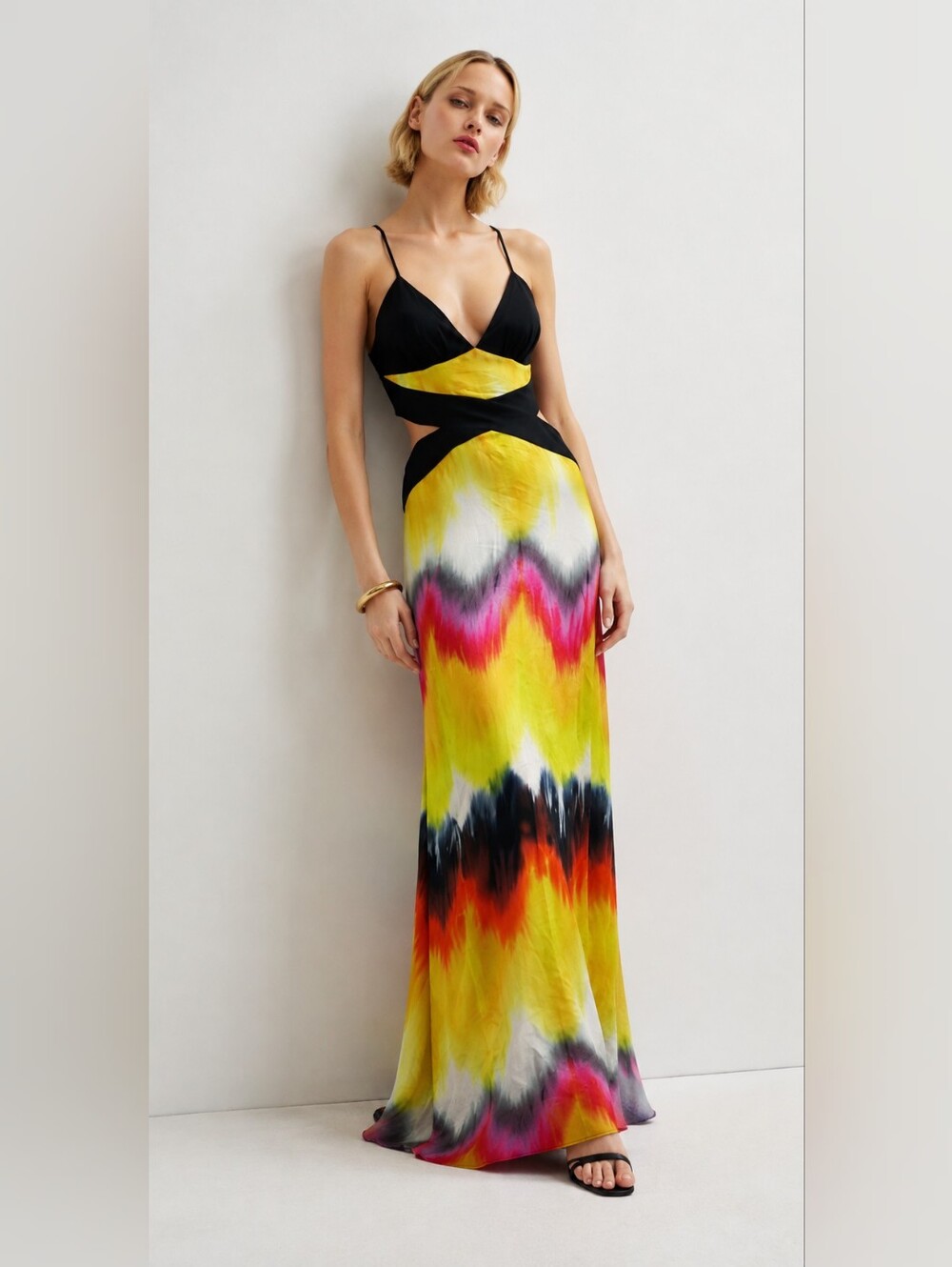Guess by Marciano Silk Tie Dye Cutout Maxi Dress S
